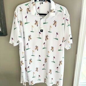 Bad Birdie White Golf Print Polo Shirt